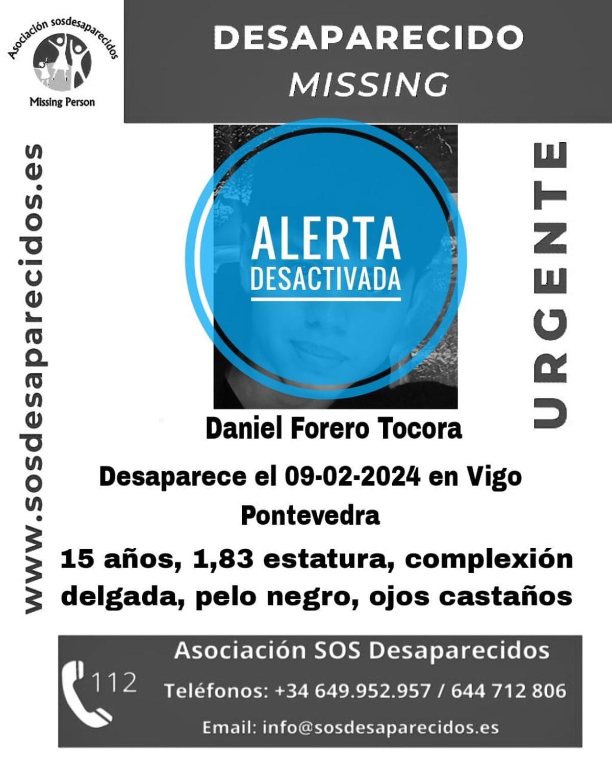 Alerta desactivada del menor desaparecido el viernes en Vigo.
