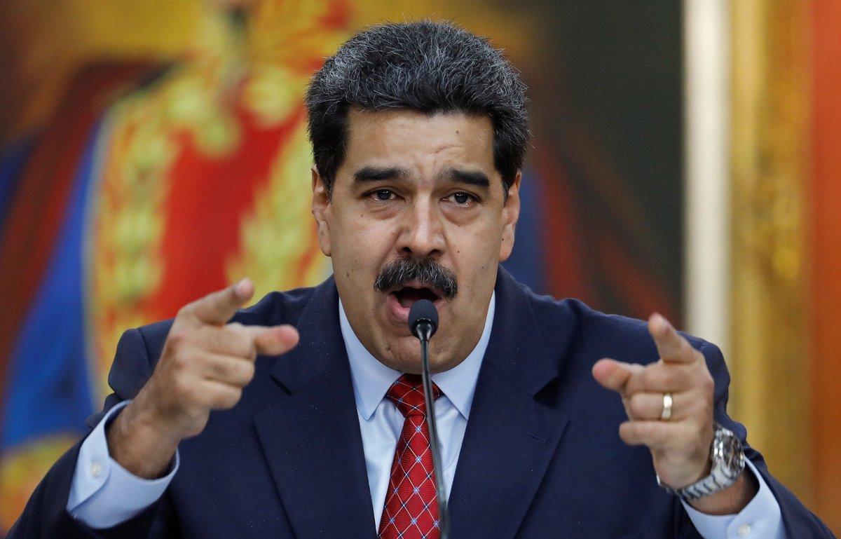 Venezuela s President Nicolas Maduro gestures as he speaks during a news conference at Miraflores Palace in Caracas  Venezuela January 25  2019  REUTERS Manaure Quintero  NO RESALES  NO ARCHIVES