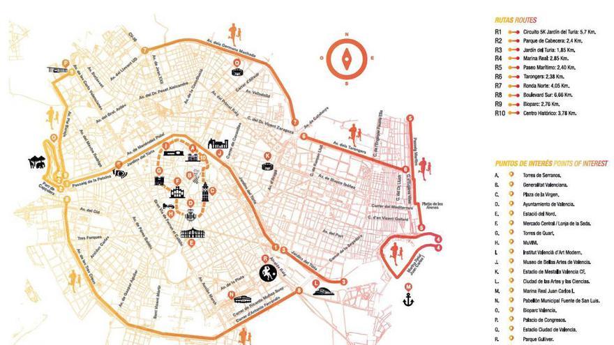 Mapa de los nuevos circuitos saludables.