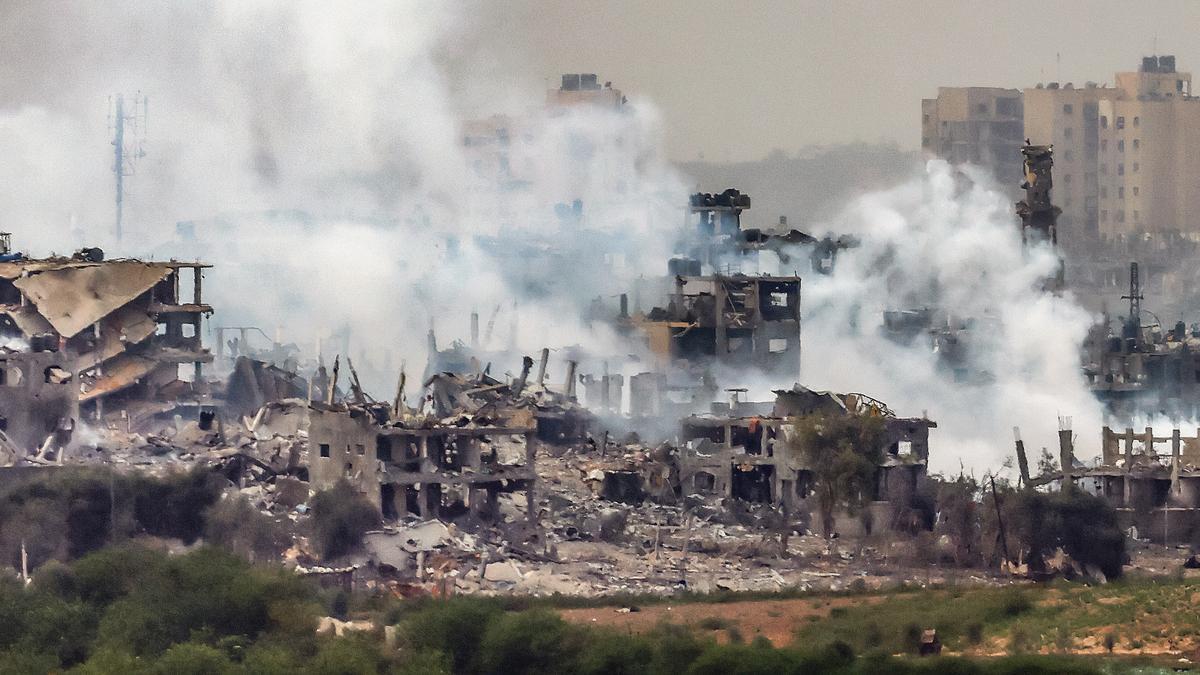 Smoke rises from the northern part of the Gaza Strip as a result of an Israeli airstrike