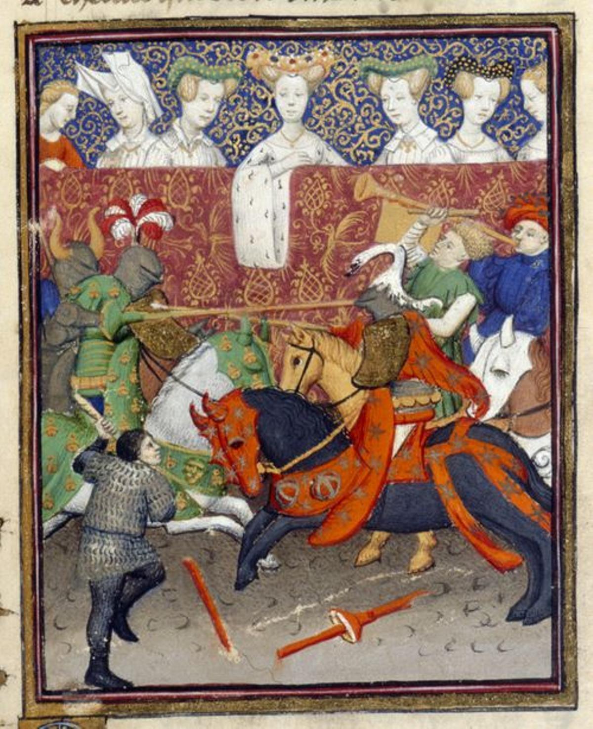 Escena de una justa del ’Libro de la reina’ de Christine de Pizan.