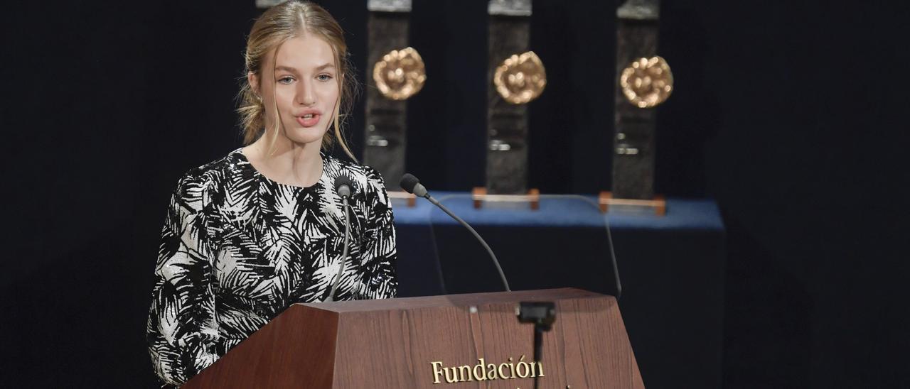 Leonor durante su discurso en los Premios Princesa de Asturias.