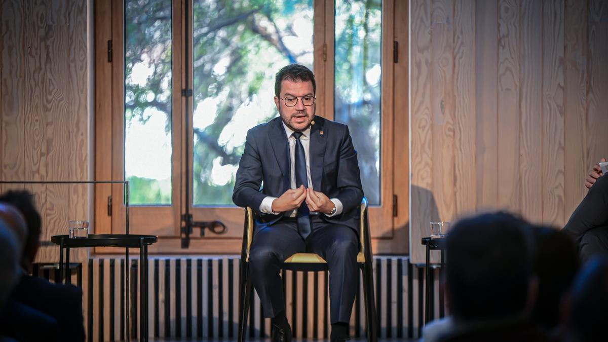 El president Pere Aragonès en el encuentro con El Periódico.