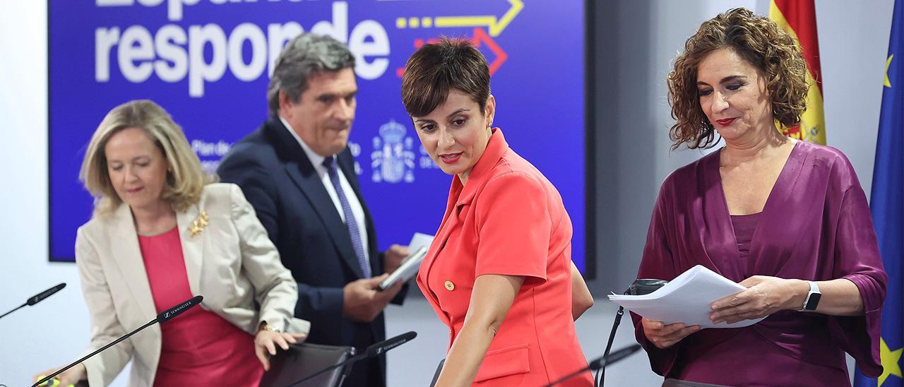 Nadia Calviño, José Luis Escrivá, Isabel Rodríguez y María Jesús Montero.