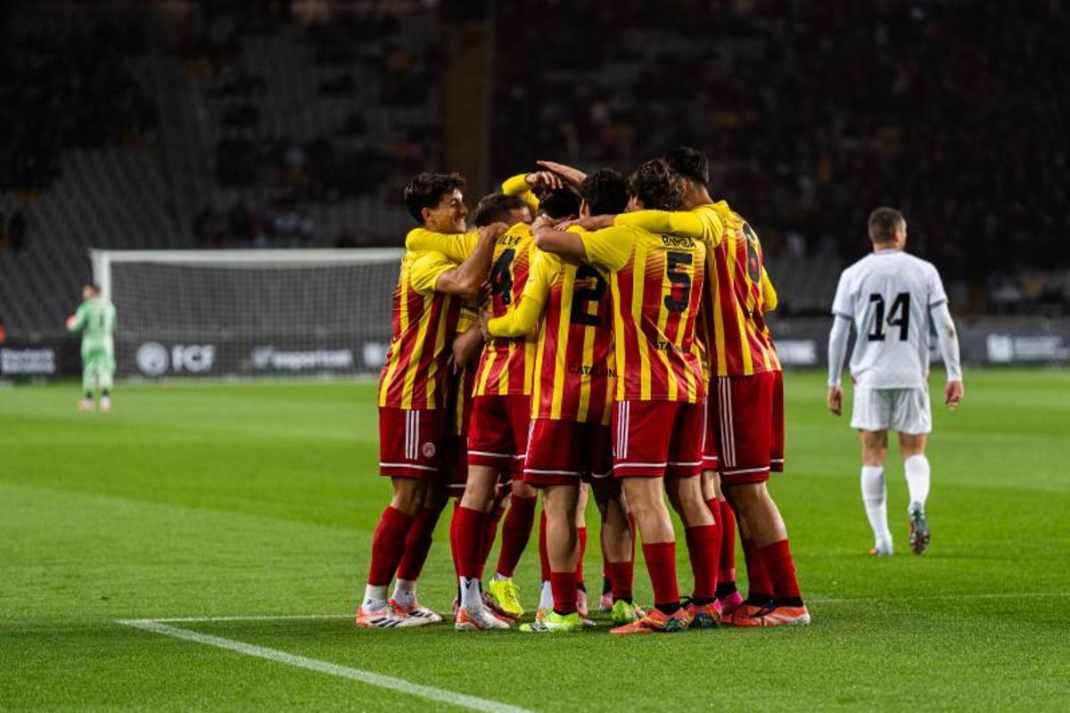 Partido entre Catalunya-Palestina en el Estadi Olímpic de Lluís Companys
