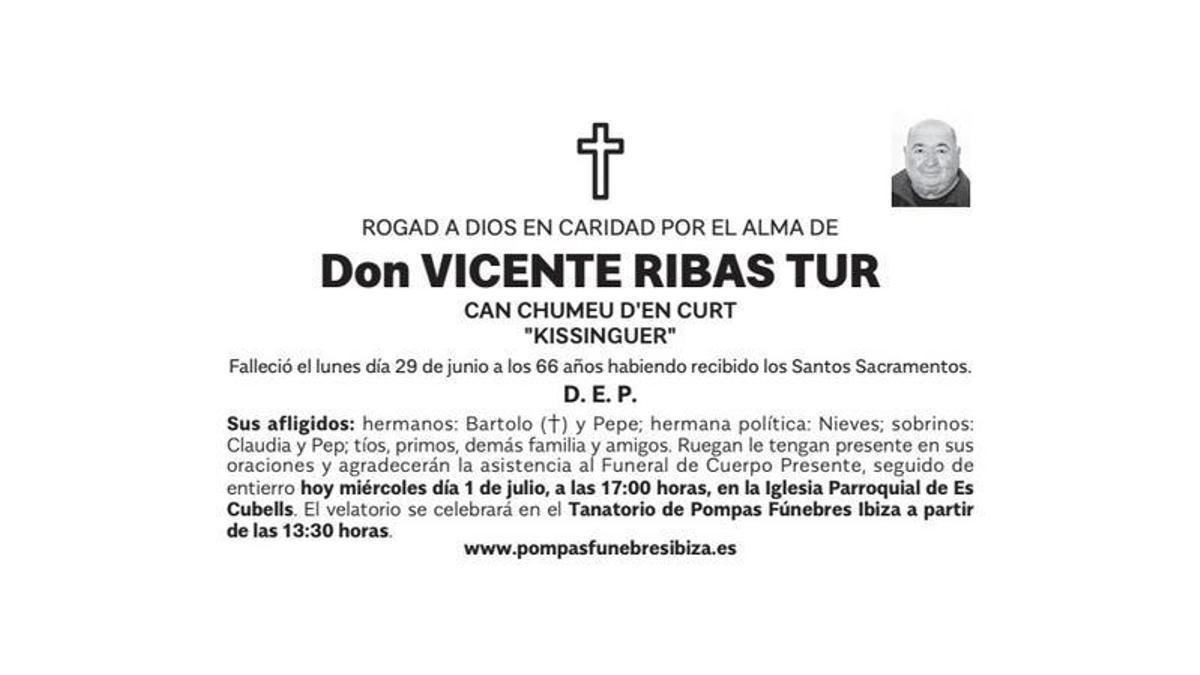 Esquela Vicente Ribas Tur
