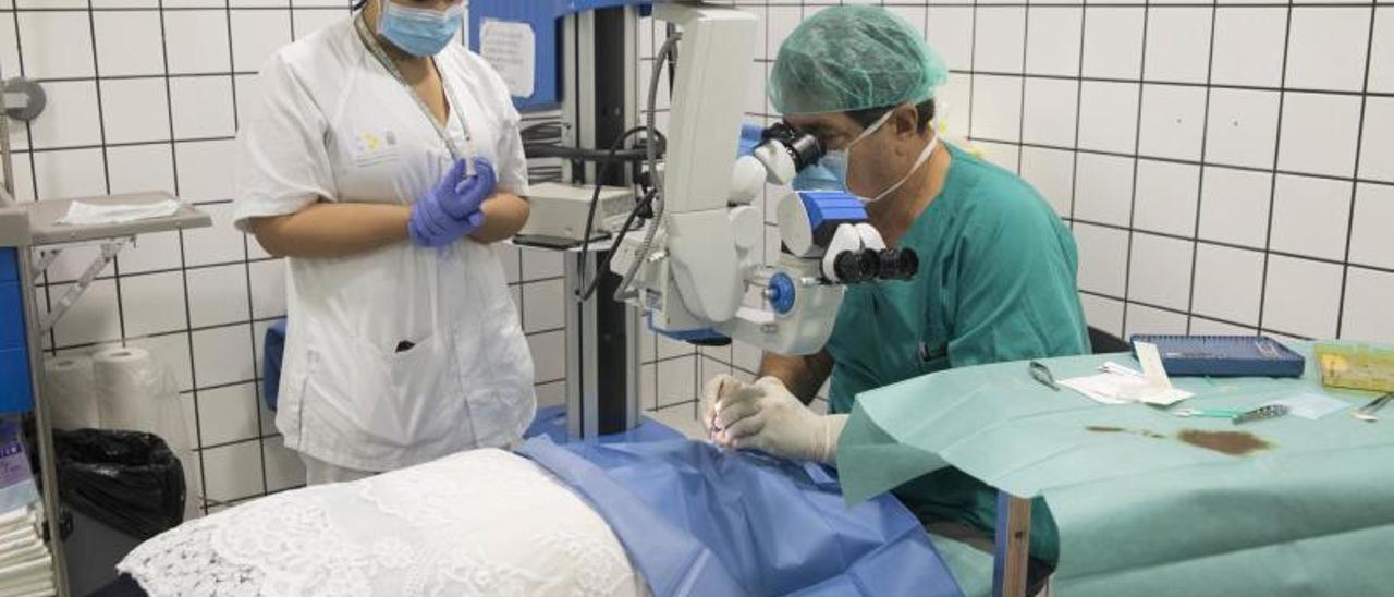 Dos profesionales realizan una cirugía oftalmológica menor en el Hospital Universitario de Canarias | | DELIA PADRÓN