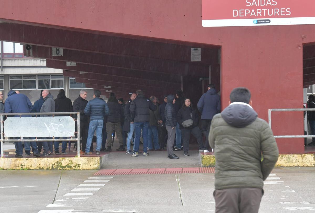 Estación de autobuses de A Coruña durante la huelga de este martes.