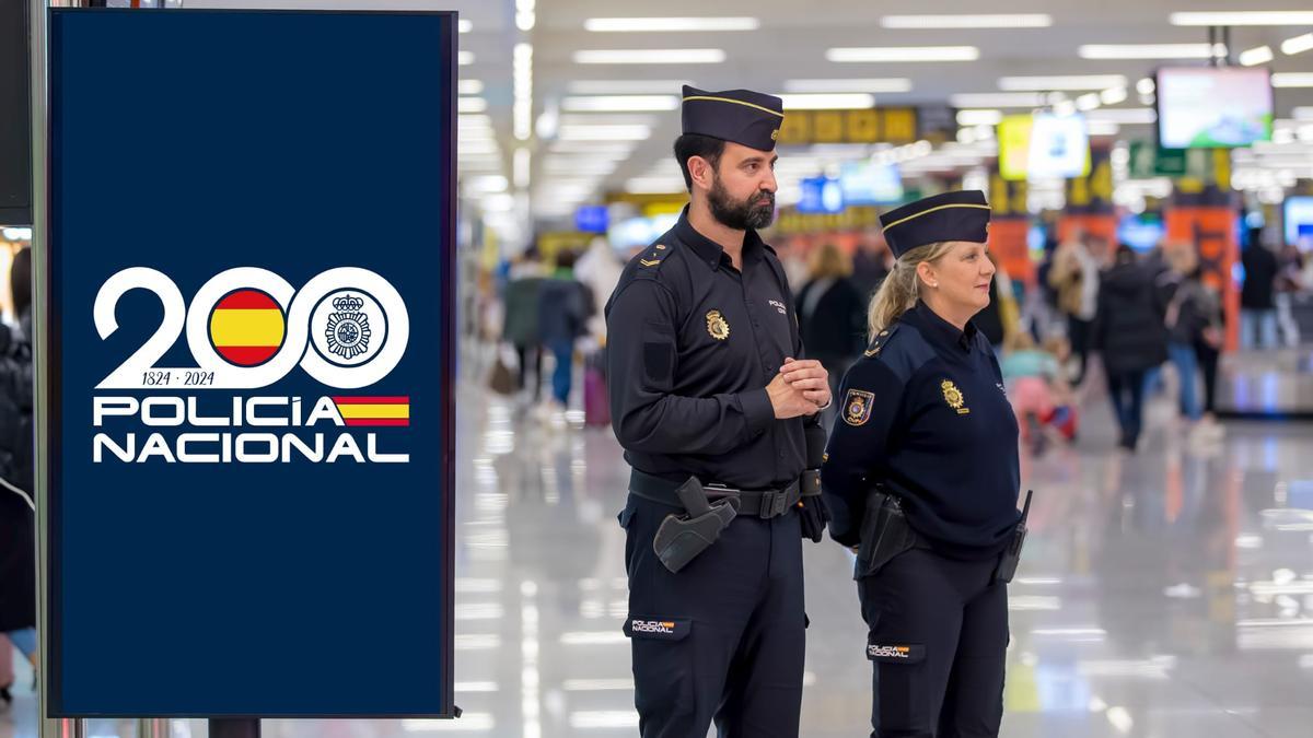 Agentes de la Policía Nacional, en el aeropuerto de Palma.
