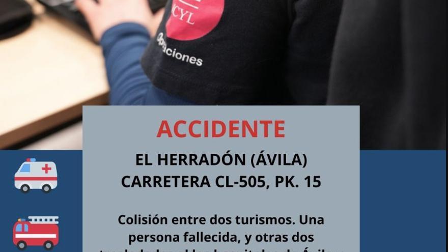 Un muerto y dos heridos al colisionar frontalmente dos vehículos en El Herradón (Ávila)