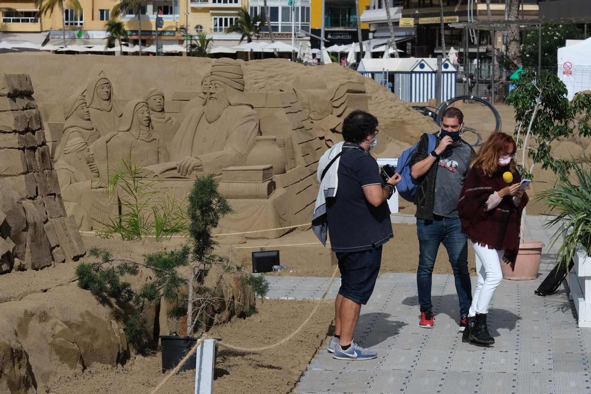 Inauguración del belén de arena en la playa de Las Canteras (3/12/2021)