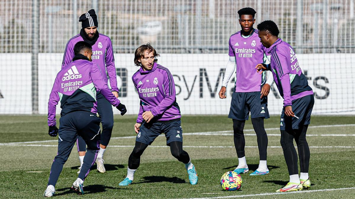 Una imagen del entrenamiento del Real Madrid, próximo rival del VCF