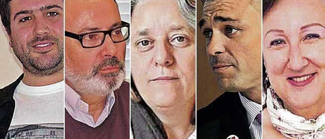 De izquierda a derecha, Rafel Sedano, Alfonso Rodríguez Sánchez, Marga Plomer, Fernando Alcaraz e Isabel Manresa, líderes de formaciones de izquierda.