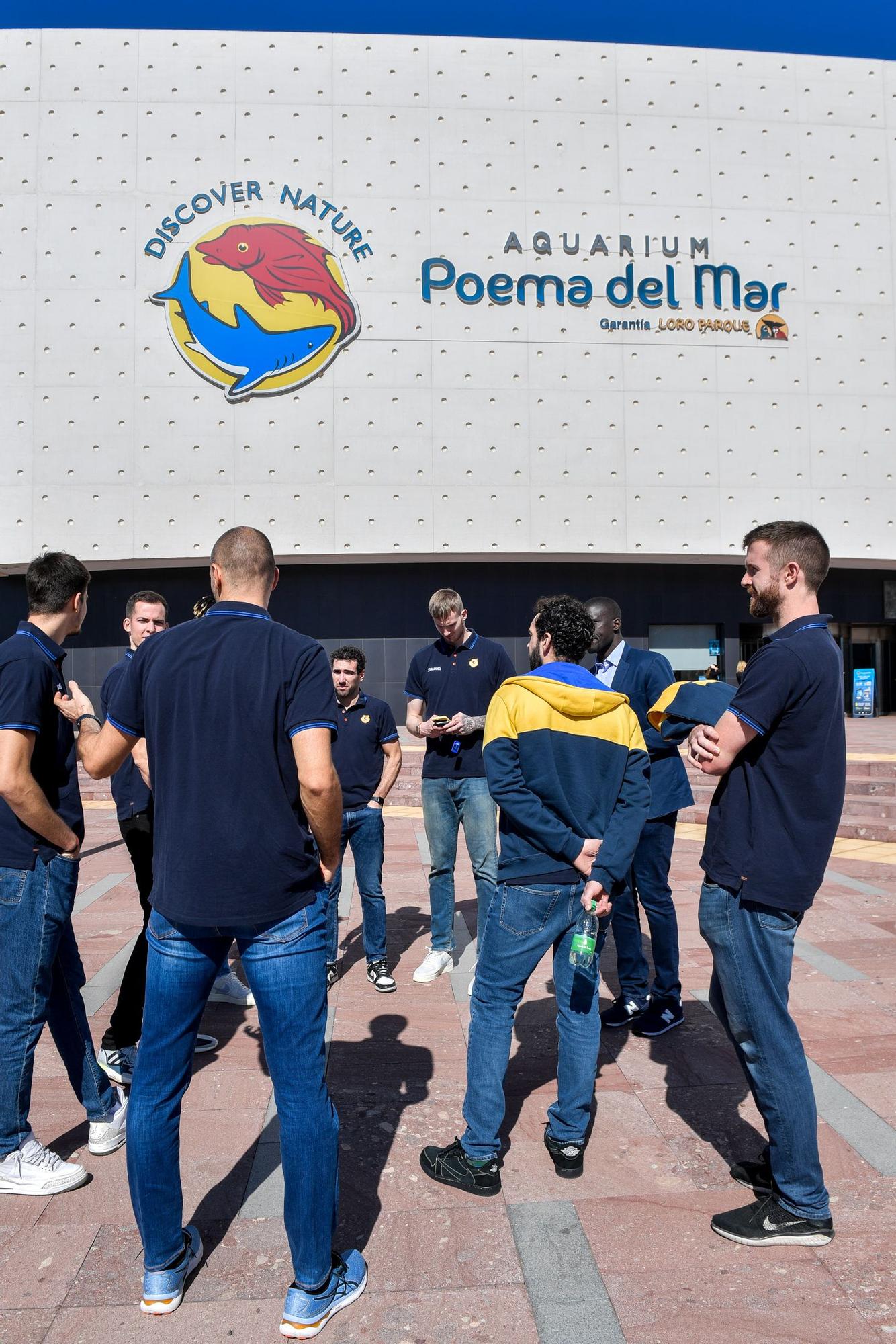 Los jugadores del CB Gran Canaria visitan el acuario Poema del Mar