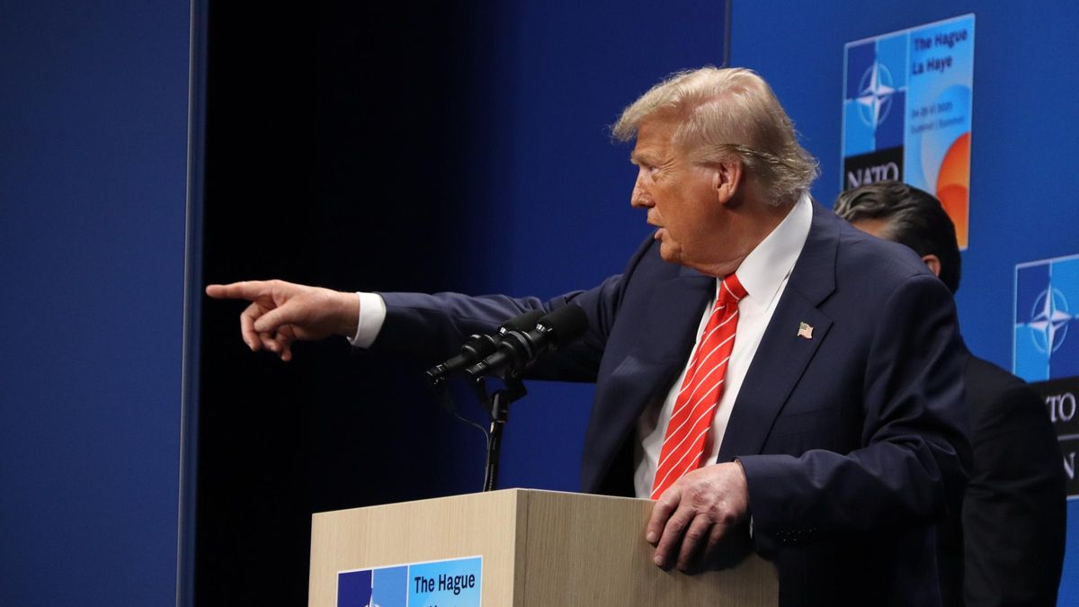 El president dels Estats Units, Donald Trump, durant la roda de premsa posterior a la cimera de l'OTAN celebrada a la Haia