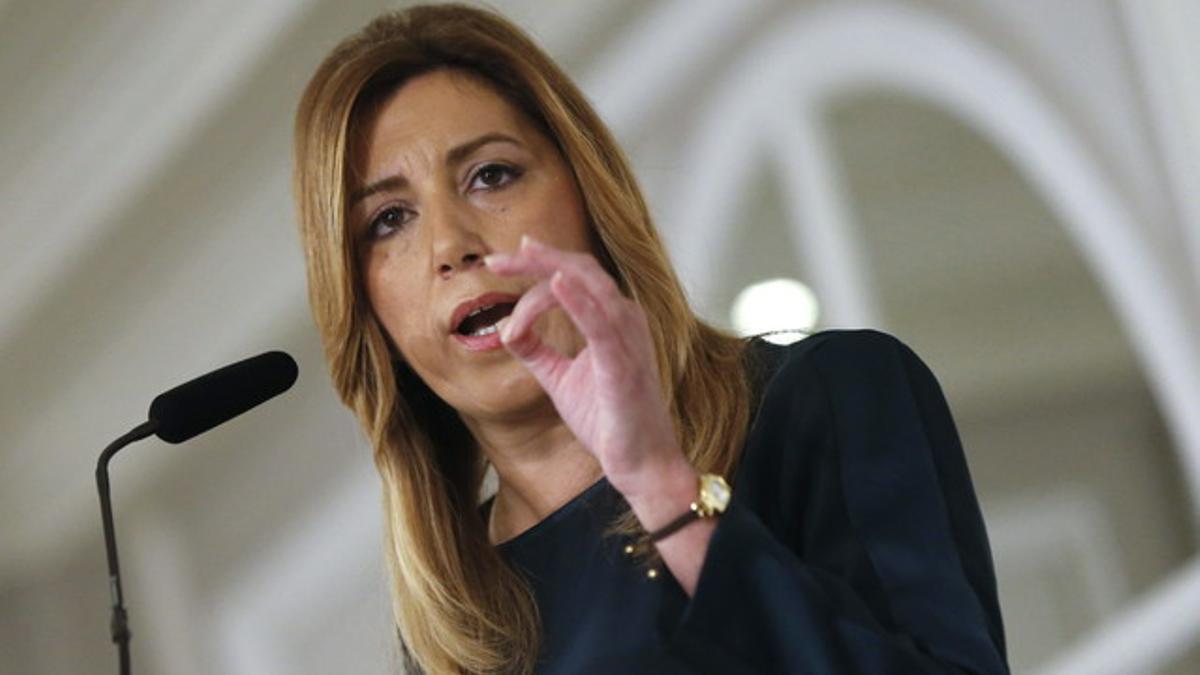 La presidenta de la Junta de Andalucía, Susana Díaz, durante un desayuno informativo en Madrid.