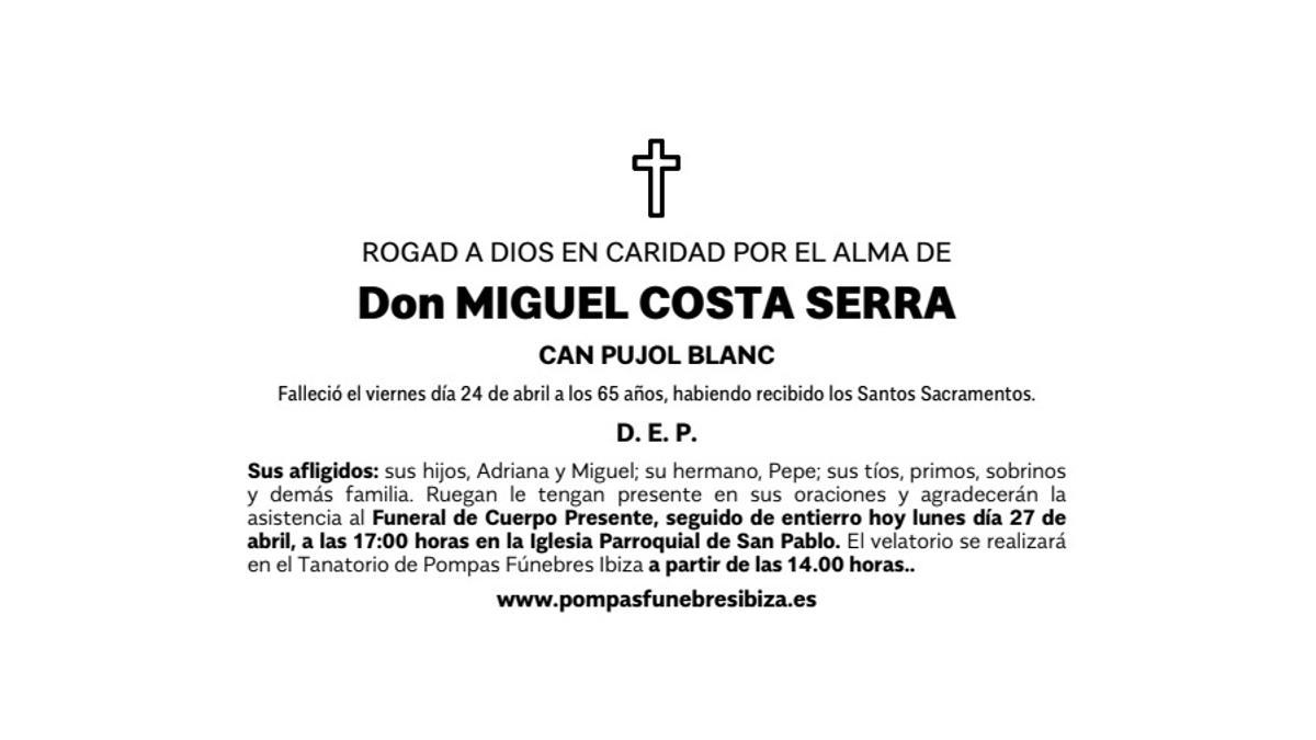 Esquela Miguel Costa Serra