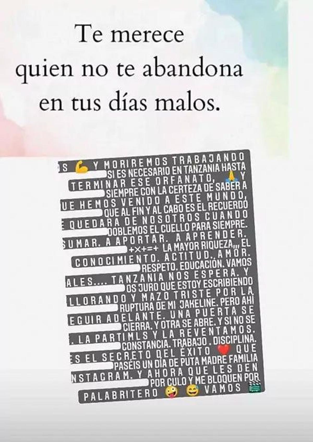 Un Instagram Story de Juan José Ballesta
