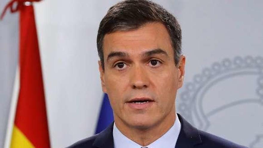 Pedro Sánchez, en su comparecencia ante los medios. // Efe