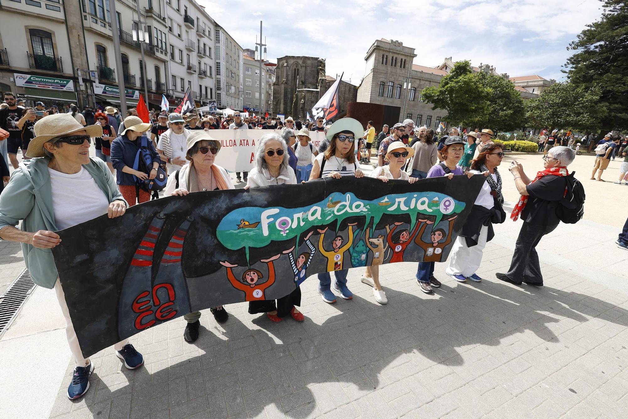 Miles de gallegos marchan de Pontevedra hasta Lourizán en protesta por las celulosas de Ence y Altri
