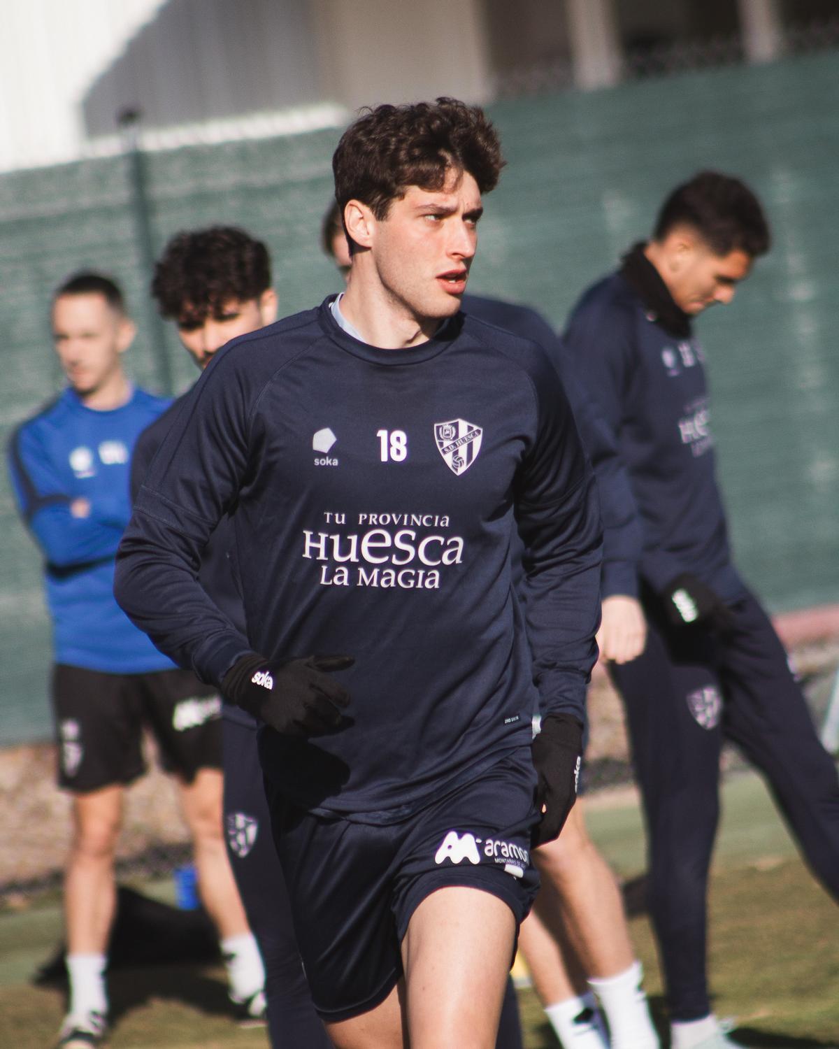 Enol Rodríguez, durante el último entrenamiento antes de viajar a Andorra.