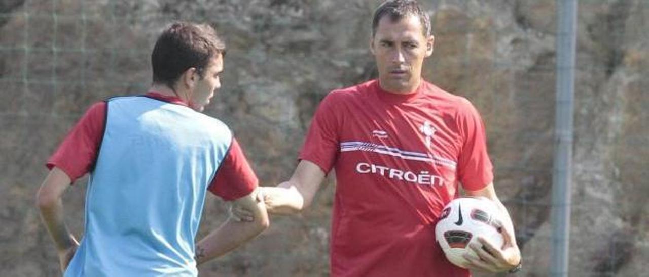 Ángel Rodríguez Nebreda, en su etapa en el Celta, junto a Iago Aspas.