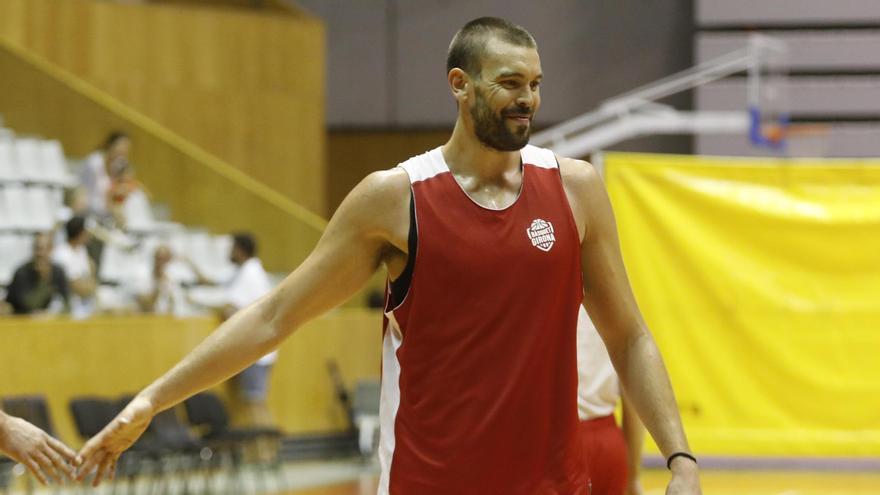 Marc Gasol en un entrenament a Fontajau el 2018