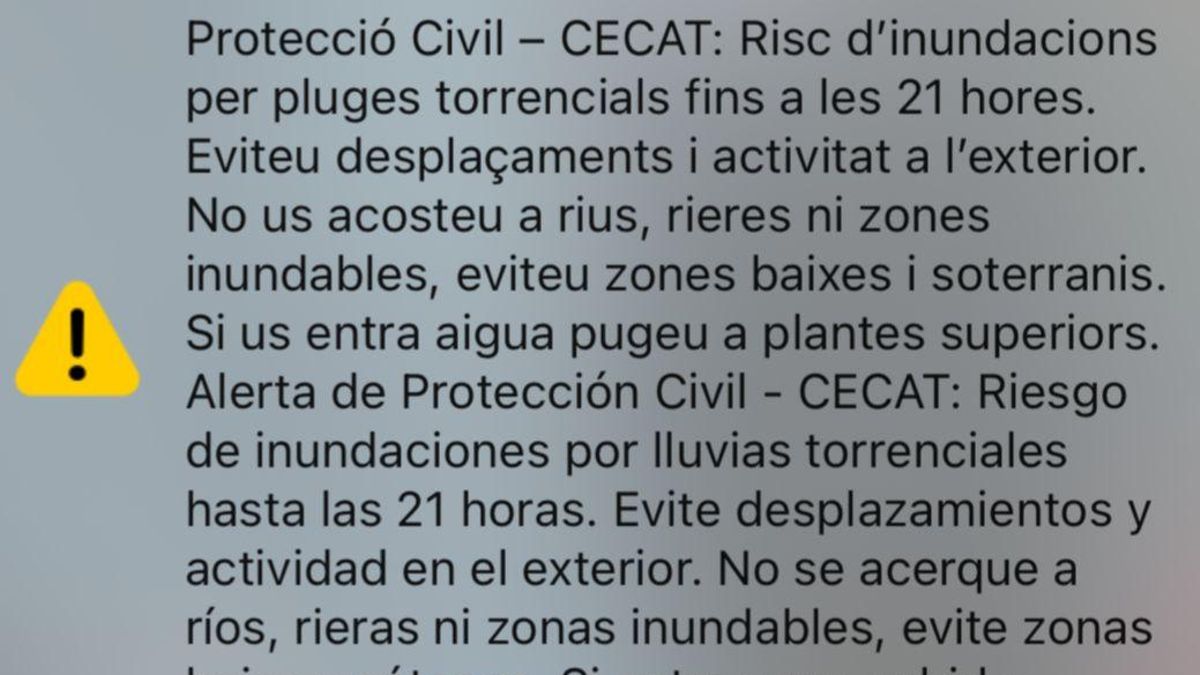 Alerta de Protecció Civil als mòbils