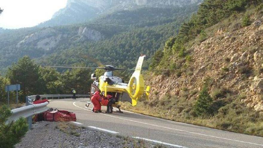 Un motorista accidentat a la mateixa via, a Guixers, en una foto d&#039;arxiu