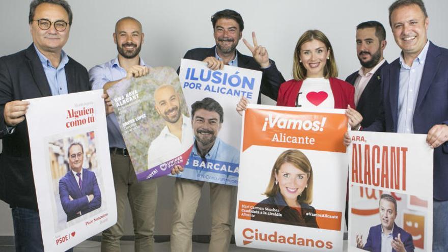 Los principales alcaldables de Alicante en una imagen conjunta organizada por INFORMACIÓN con motivo del arranque de la campaña.