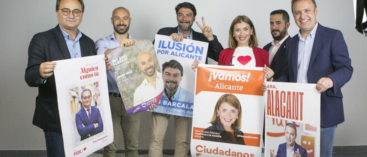 Los principales alcaldables de Alicante en una imagen conjunta organizada por INFORMACIÓN con motivo del arranque de la campaña.