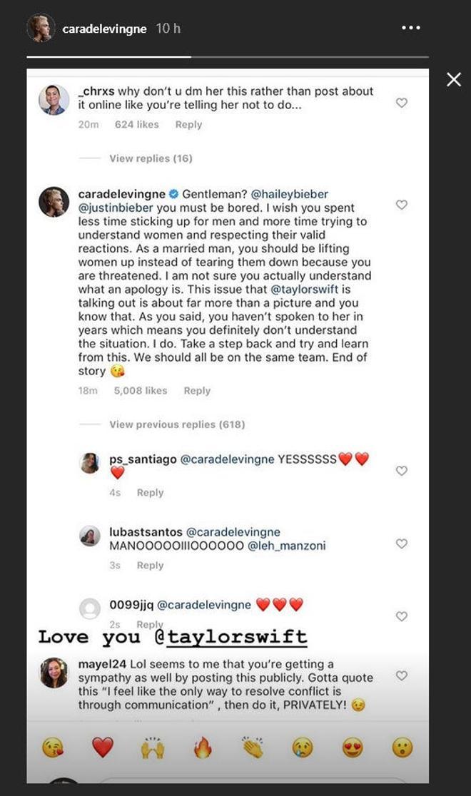 Cara Delevingne comparte su mensaje en sus Stories de Instagram