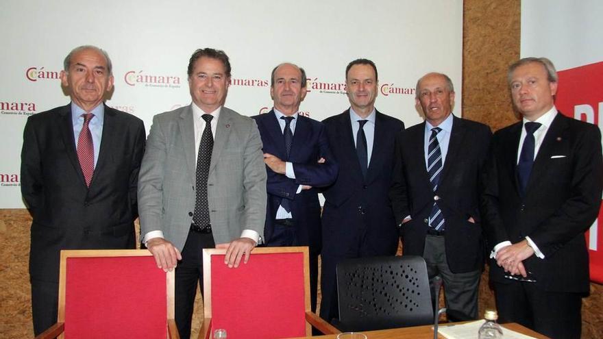 Por la izquierda, Luis Noguera, Félix Baragaño, Fernando Fernández-Kelly, Alberto González, Nicanor Fernández y Álvaro Alonso.