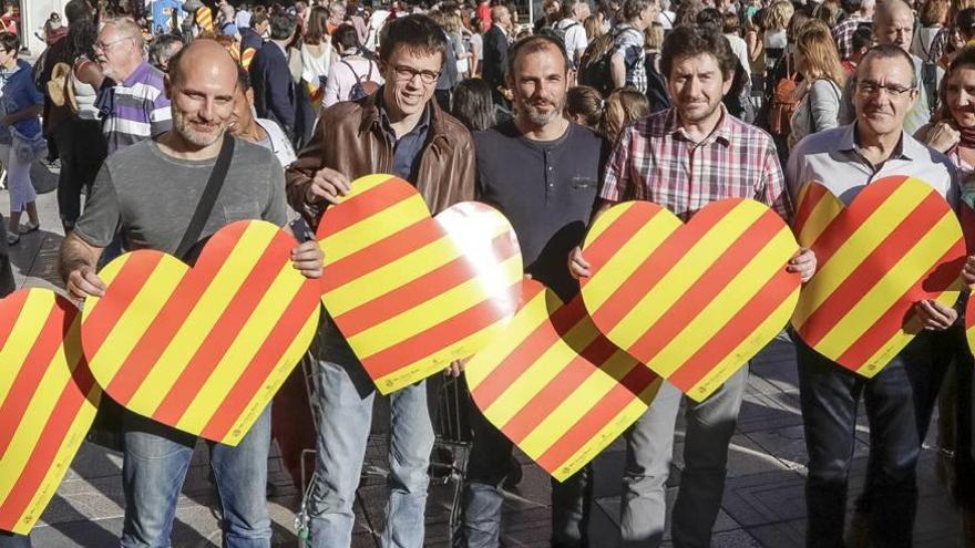 Verger, junto a Errejón, Biel Barceló y Jarabo el pasado sábado en la Diada per la Llengua.