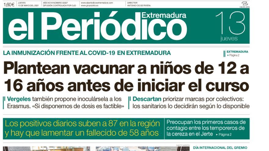 Consulta la portada correspondiente al día 13 de mayo del 2021