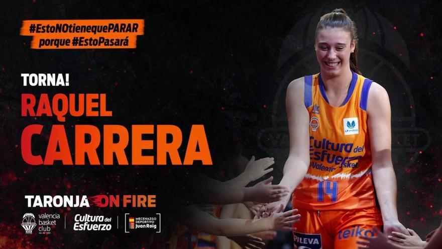 Raquel Carrera vuelve al Valencia Basket