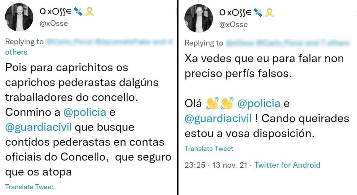Los tuits que publicó Dorrío desde su cuenta personal este pasado fin de semana