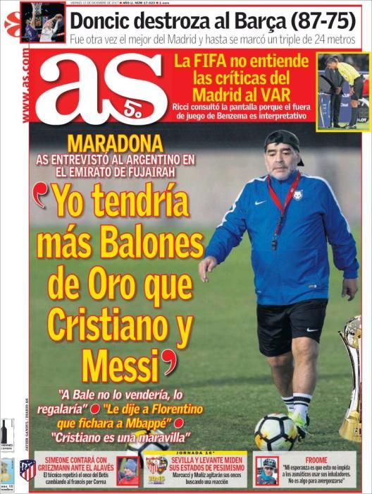 Portadas deportivas del viernes 15 de diciembre