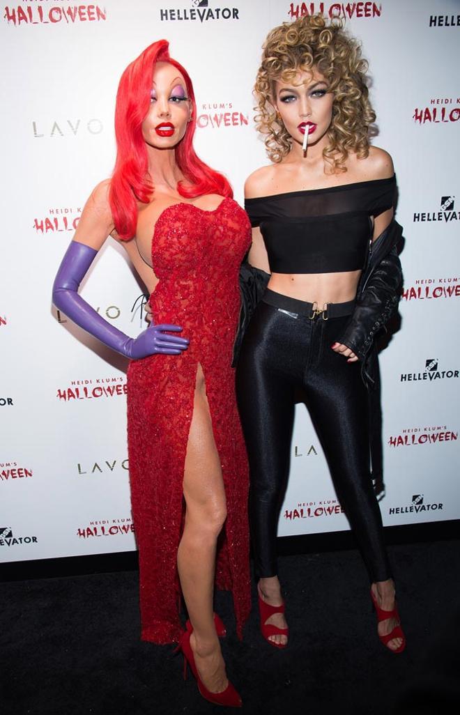 Heidi Klum como Jessica Rabbit y Gigi Hadid para Halloween