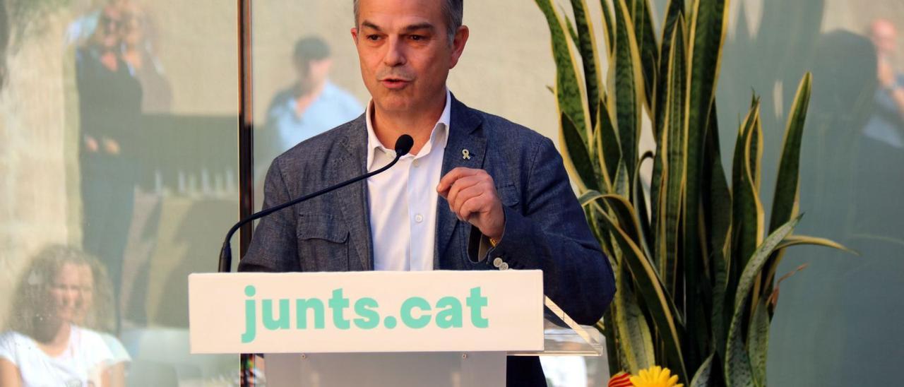 Jordi Turull durant la seva intervenció en l’acte de presentació de la candidata de Junts a l’alcaldia de Solsona. | ACN