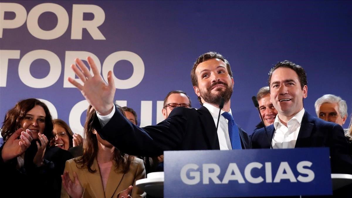 El líder del PP, Pablo Casado, tras los resultados electorales del 10-N