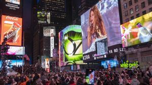 Shakira, en una pantalla de Times Square.