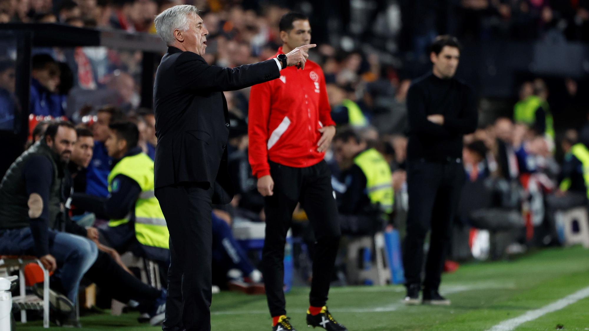 Ancelotti, en Vallecas donde el Madrid perdió su primer partido de Liga.