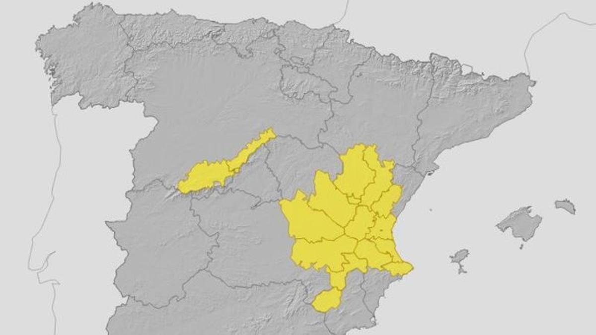 Mapara de previsión de alertas de Aemet para este miércoles 8 de octubre