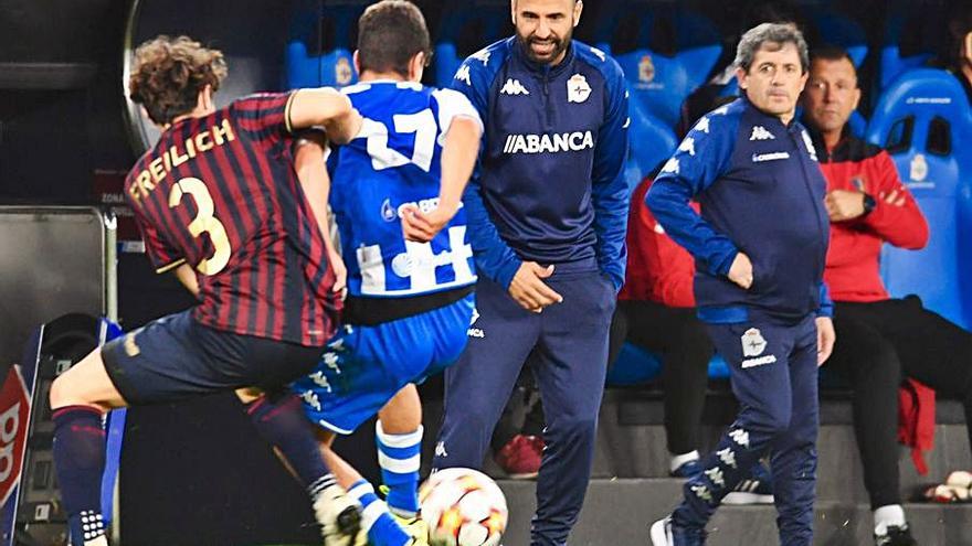 Manuel Pablo, el miércoles en el banquillo de Riazor