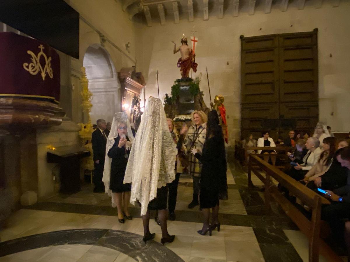 Cristo Resucitado en el interior de la basílica de Santa María cuando estaba prevista su salida este Domingo de Aleluyas