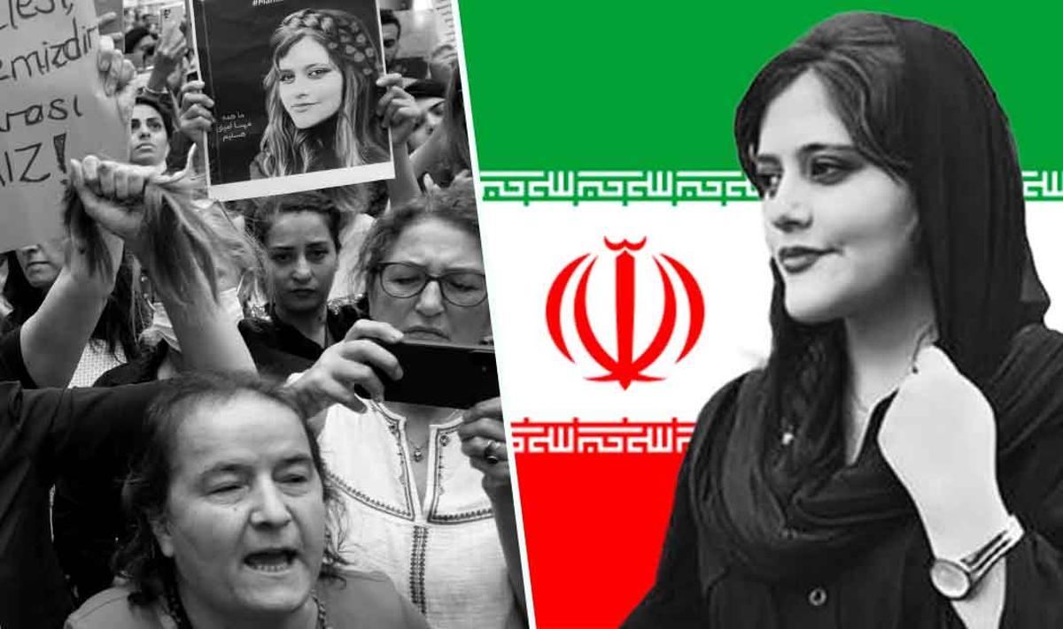 Mujeres iraníes se cortan el pelo y queman sus velos por la muerte de Masha Amini a manos de la policía de la moral.
