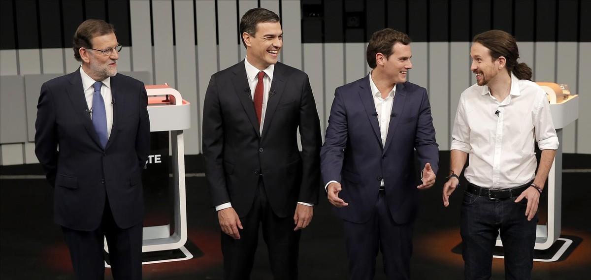 Mariano Rajoy, Pedro Sánchez, Albert Rivera y Pablo Iglesias en el debate a cuatro.