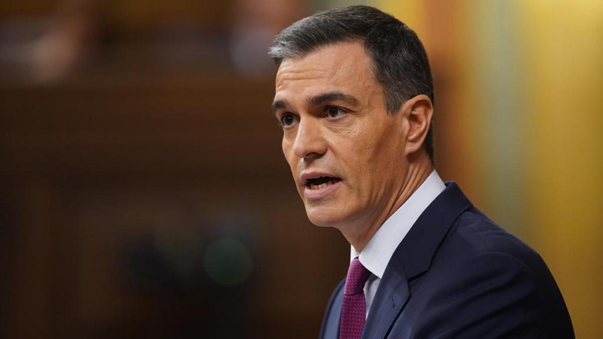 Pedro Sánchez, durante su intervención en el Congreso