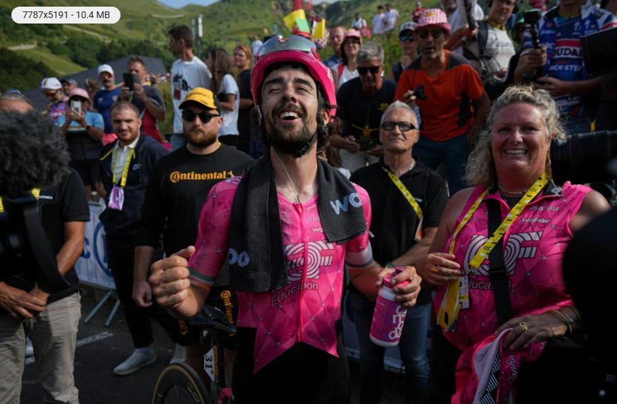 Ben Healey, eufòric, un cop va veure que es posava líder del Tour de França